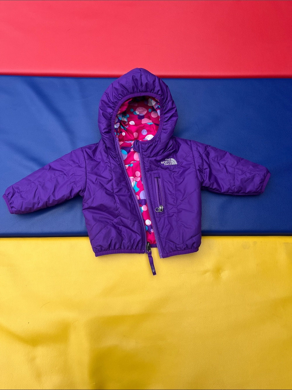 North face puffer toddler/infant reversible jacket 3-6 mos